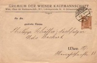 3 Heller GS. braun 1908 Gremium der Wiener Kaufmannschaft